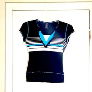 Short sleeve blue & black shirt